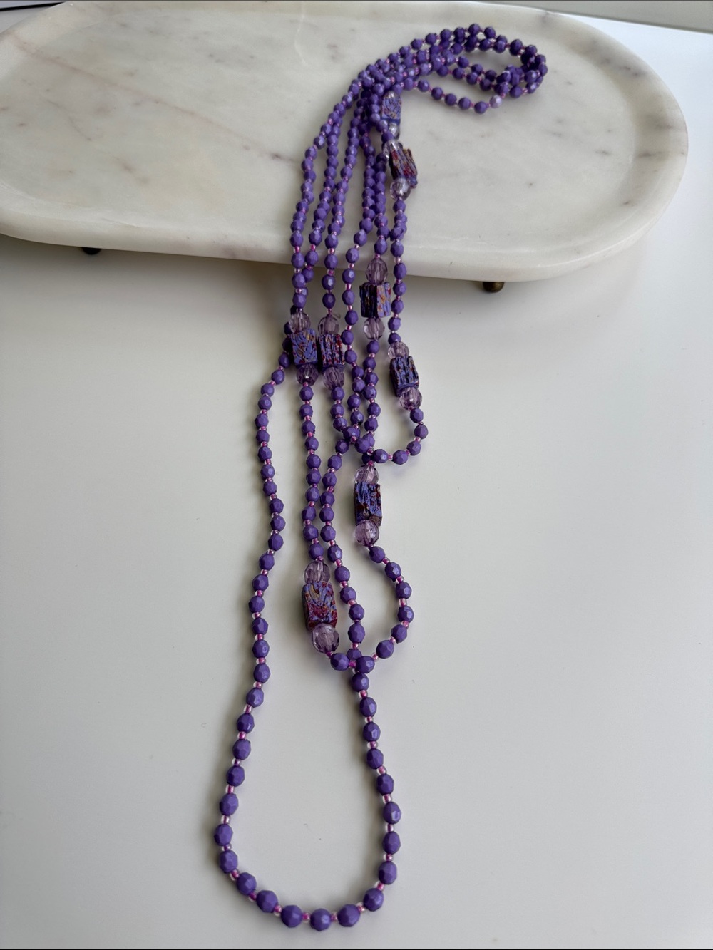 Purple Multi-Strand Beaded Necklace - Women's Jewelry